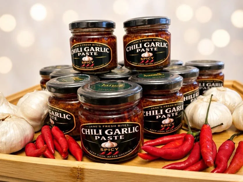 Mga garapon ng homemade chili garlic paste ni Jane