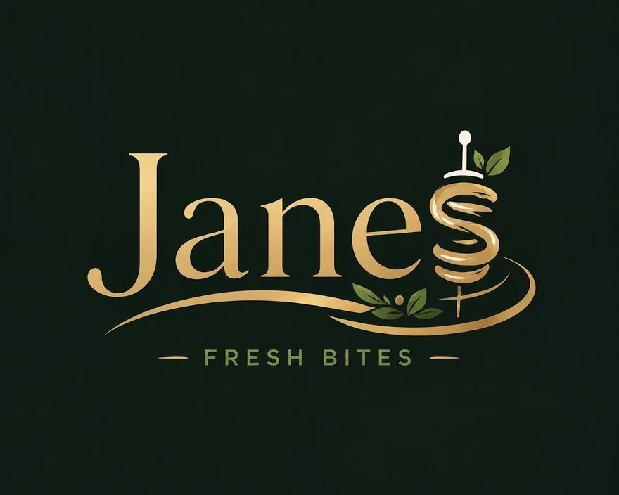 Berde at gintong logo ng Jane’s Fresh Bites